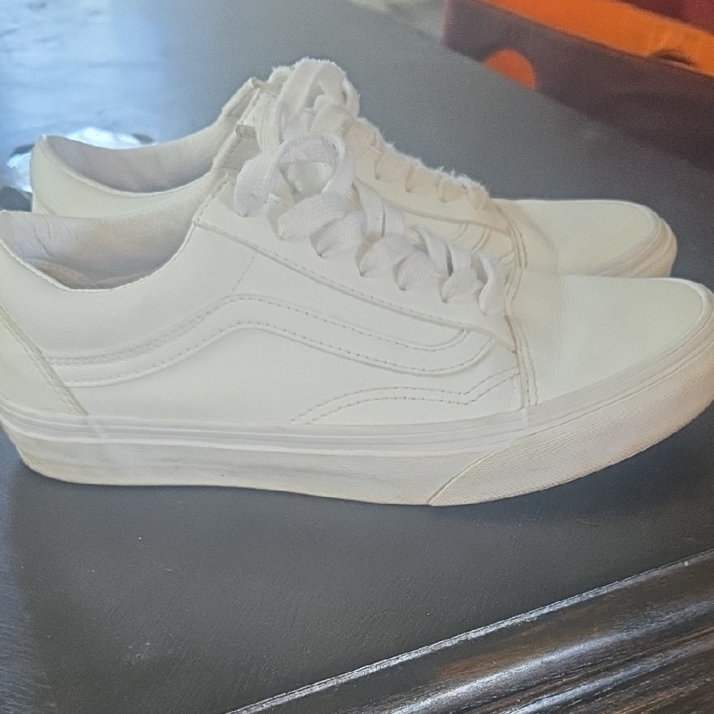 White All Leather Vans